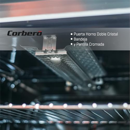 Miniatura 5 de Corberó - Cocina Gas Butano Excellence 60 Cm Ccsf60420bw 4 Fuegos Horno 55l Con Puerta Doble Cristal Cajón Calientaplatos Tapa Fogones Cristal Kit Conversión Gas Natural Blanco