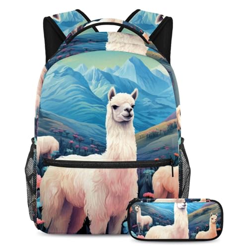Ensemble de cartables fleurs alpaga grand sac à dos et trousse