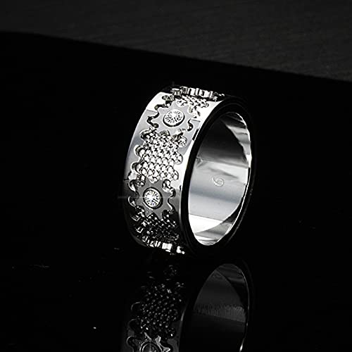 Bague 3D Géométrique Rotative En Diamants - Aide Anti-Stress, Cuivre Et Zircone, Tailles 7 à 12 - 7
