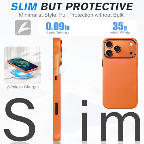 Image of SHIELDON Genuine Leather Case for iPhone 17 Pro Max 6.9 Inch 2025, Orange
