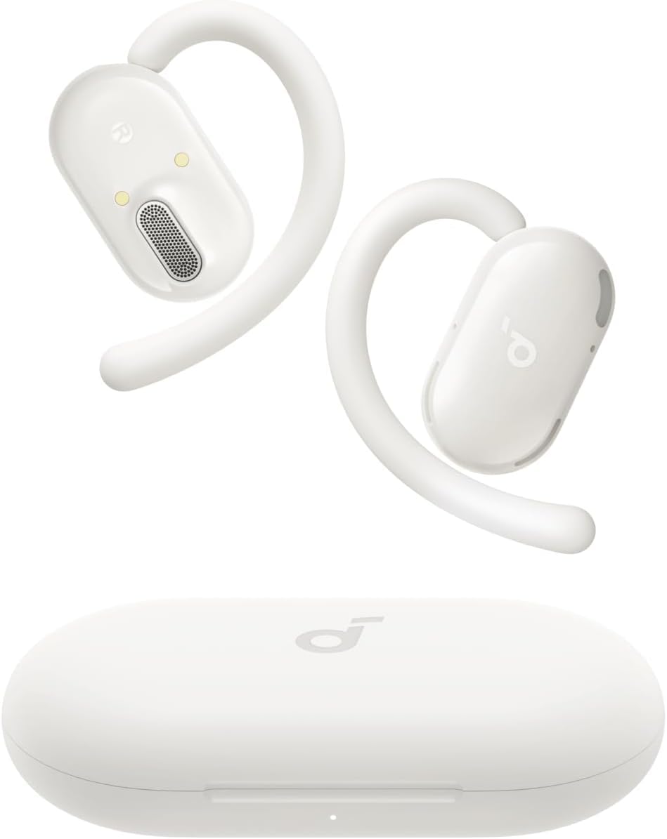 soundcore Anker V20i Open-Ear Headphones, Adjustable Ear Hooks, Noise-Free Calls, IP55, LED, 36 Hours Playtime, Bluetooth 5.4 Earbuds, Multipoint Connection (Refurbished)