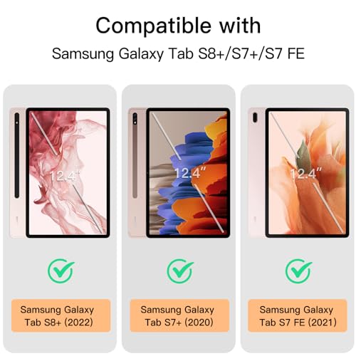 Image of JETech Folio Case for Galaxy Tab S8+ /S7 FE /S7+ 12.4 inch, Pink Gold | For 2022 /2021 /2020 Model, Multi-Angle Stand Cover, S Pen Holder, Slim Protective Cover, Auto Wake /Sleep