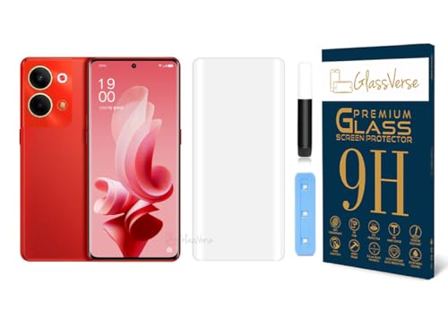 Image of GlassVerse RENO 9 UV Tempered Glass Screen Protector. Pack Of 1 | 3D Curved Edge | 9H Hardness | Full UV Glue with UV Light | Anti-Scratch | Case Friendly | HD Clear. (6.7 Inches)