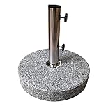 Samuel ALEXANDER 25kg Grey And White Granite Parasol Stand Base Heavy Duty Large Garden Parasols Umbrella Holder Stand For Sun Garden Shade 25mm to 49mm Parasol Pole