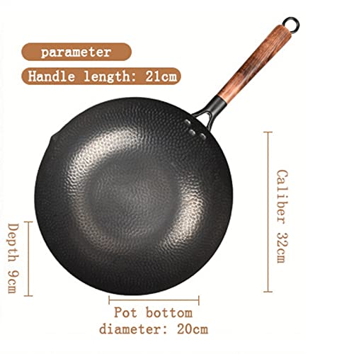 Wok tradicional de hierro 32cm con tapa de madera miniatura 2