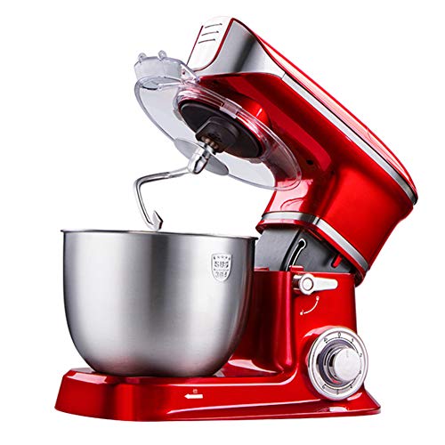 Küchenmaschine Rührmaschinen 1000 W mit 5L Edelstahlschüssel Elektrischer Mixer mit Beater Knethaken Schneebesen Spritzschutz, 6