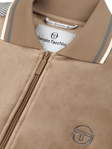 Sergio Tacchini Men's Maglia Velour Track Jacket- Humus3