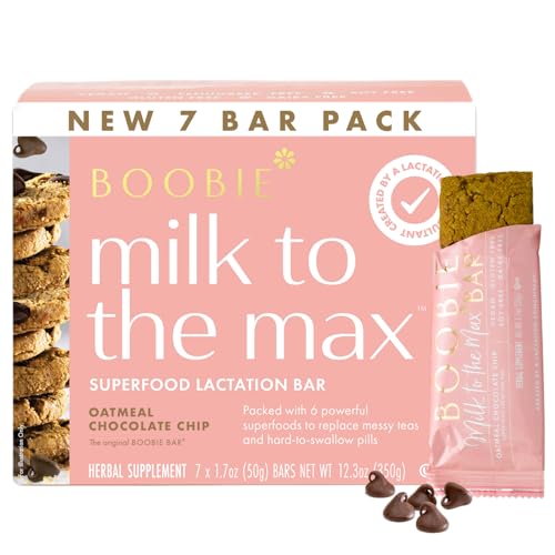 Image of Boobie Bar Superfood Oatmeal Chocolate Chip Lactation Bar for Breastfeeding Moms to Increase Milk Supply | #1 Selling Lactation Snack Bars | Vegan, Fenugreek-Free, Gluten-Free, Dairy-Free (7 Bars)