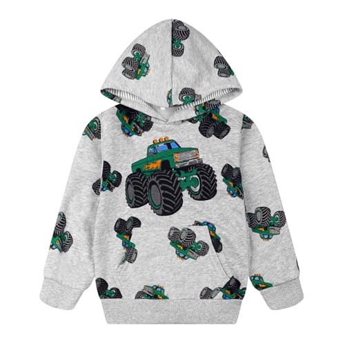 Toddler Boy Hoodie Cartoon Graphic Fall Clothes Kids Cute Sweatshirts With Kangaroo Pocket 2-8T