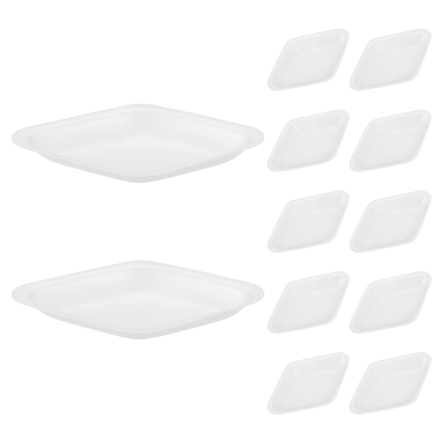 PATIKIL Rhombus-Shaped Weigh Boats, 12Pcs Powder Dispenser Plastic 5mL Small Disposable Scale Trays Anti-Static Weighing Dishes Easy Pour for Lab Weighing Powder Liquid Measurement, White