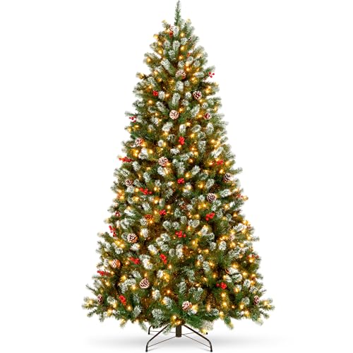 Best Choice Products Pre-Lit Christmas Tree, 6Ft Frosted Pre-Decorated Spruce