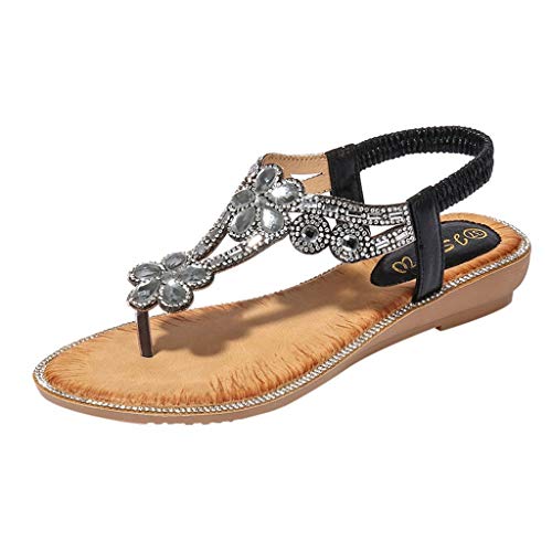 Genérico Sandalias Planas Mujer Verano Punta Abierta Casual Comodos Zapatos de Playa Estilo Bohemia Moda Sandalia Chanclas Romanas de Damas Sandalias Ligeras para Exteriores