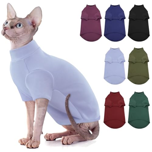 Pull à col roulé pour chat Sphynx en polaire bleue taille S AOFITEE