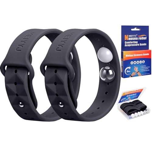 Image of Motion Sickness Bracelets for Adults & Kids Sea Sickness Wristbands for Travel Anti Nausea Bands for Motion & Morning Sickness Relief for Pregnant Women-Ideal for Car Air Cruise Travel-Black