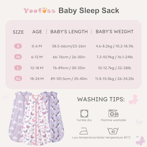 Image of Yoofoss Baby Sleep Sack 18-24 Months Wearable Blanket for Babies 100% Organic Cotton 2-Way Zipper TOG 0.5 Toddler Sleeping Sack 3 Pack, Comfy Lightweight Sleep Sacks