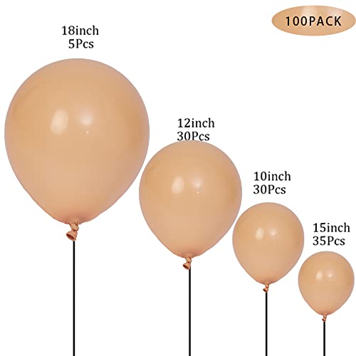 Image of Latex Balloons, 100-Pack Different Sizes 18 12 10 5 Inch Party Balloon Garland Kit (Retro apricot Nude)