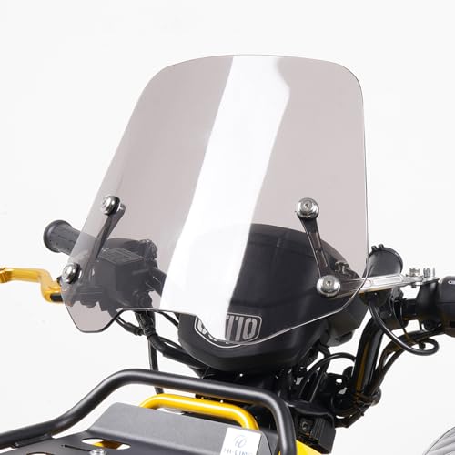 HI-LINE バイク用 ウインドスクリーン クロスカブ50/110 CT125ハンターカブ モンキー125 ダックス125 専用 ミラーマウント 風防 バイク スクリーン 高さ30cm フロントガラス 取付簡単 日本語取扱説明書付き（ショート スモーク）