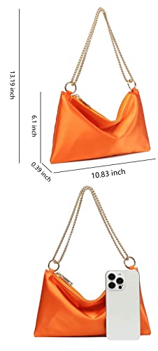 Phumee Satin Chain Strap Glossy Mini Clutch Square Purse For Women Hobo Bag Solid Shoulder Handbags #TOP2