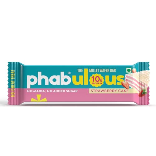 Image of Phab Protein Wafer Bar Strawberry Flavour - No Maida Only Millets (Bajra) | 10g Protein With No Added Sugar, No Preservatives, No Trans Fat | Gluten-Free Healthy Snack | Desk-to-Gym Snack