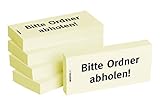 BIZSTIX® Business Haftnotizen "Bitte Ordner abholen!" - 1 Packung mit 5 Haftnotizblöcken zu je 100 Blatt, 75 x 35 mm