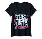 Mujer Humor de Cocina Divertido Tech Geek para codificadores y Amantes de la Comida Camiseta Cuello V
