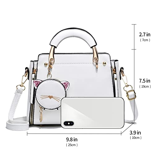 Xiaoyu Fashion Purses And Handbags For Women Ladies Leather Top Handle Satchel Shoulder Bags Small Totes (White) #TOP2
