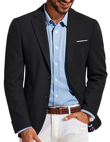 PJ PAUL JONES Sakko Herren Klassisch Sportlich Blazer Freizeit Anzugjacke Regular Fit 2 Knöpfe Sportjacke (Schwarz, XL)