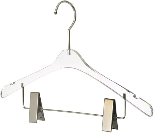 YBM Home Perchas de acrílico transparente de calidad con clips hechos de acrílico transparente para un aspecto y sensación de lujo para el armario