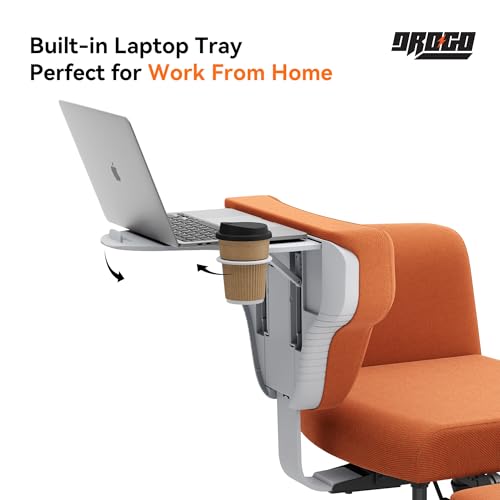 Image of DROGO Freedom-X Multi-Position Cross Legged Office Chair for Work from Home with Laptop Tray, Flexible Armrests, Adjustable Backrest & Cup Holders | Gaming Chair with Breathable Cushion Seat (Orange)