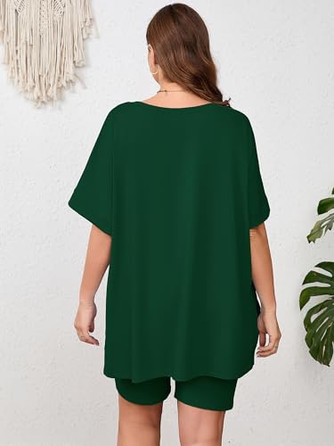Image of AusLook Women's Plus Size 2 Piece Short Outfits Set Short Sleeve Tops and Shorts Pants Lounge Jogging outfits Matching Set