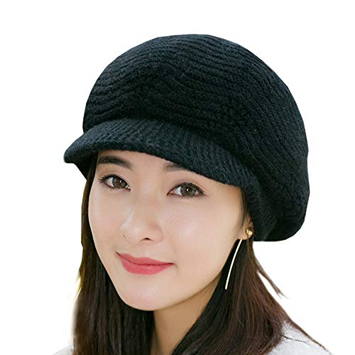SWEDREAM Sombrero Invierno Gorros de Punto Gorras para Mujeres Crochet Cálido Suave Sombreros de Esqui (Negro)