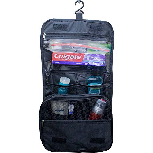 Necessaire Portátil Para Viagem com Divisórias e Gancho - Preto