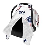 USA America Flag and Stars Baby Car Seat Cover & Nursing Cover - Breathable Stretch Multi-Use Cover for Breastfeeding, Stroller Sunshade & Infant Carrier