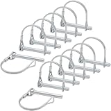 Bonsicoky 12 Pcs 1/4 x 2 Inch Wire Lock Pins, Heavy Duty Zinc Plated Pto Hitch Pin Arch Safety Coupler Pin Shaft Locking Pin for Farm Trailers Lawn Garden (6 x 50mm)