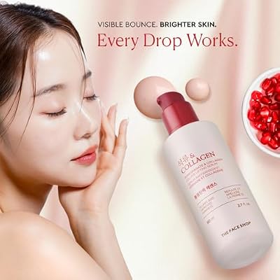 The Face Shop Pomegranate & Collagen Volume Lifting Serum - Helps Skin Look Firm & Supple - Reduces Fine Lines & Wrinkles - Improves Elasticity - Hydrating Lightweight Face Serum - Korean Skin Care