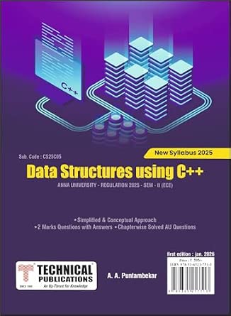 Data Structures using C++ for BE Anna University R25 CBCS (II - ECE ...