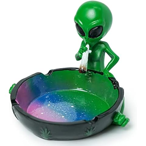 Auhafaly Gifts Alien Smoking Ashtray, 4 inches, Multicolor Cover