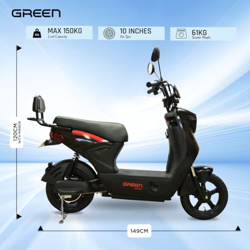 Image of Green Sunny Low Speed Electric Scooter Non RTO 40KM Range with Portable Charger (Black)