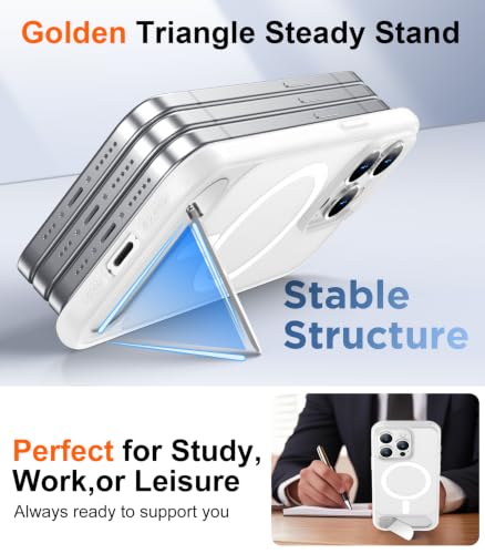 Image of Magnetic Compatible with iPhone 15 Pro Case, [Built-in Invisible Kickstand][Compatible with MagSafe][Military Grade Shockproof] Slim Translucent Matte Phone Case for iPhone 15 Pro 6.1 inch