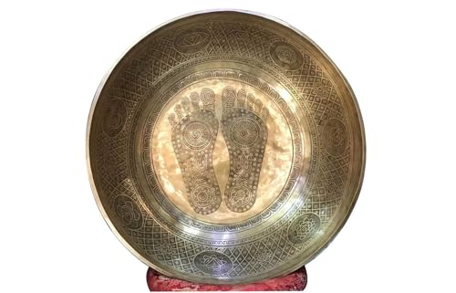 FLFWLASS 21 Inch Diameter Extra Large Standing Singing Bowl - Foot Carved Singing Bowls - Sound Therapy -Meditation -Yoga Session - Big Healing Bowls