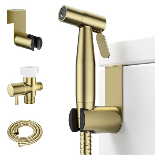 Arofa Gold Handheld Bidet Sprayer for Toilet - Stainless Steel Cloth Diaper Jet Spray, Adjustable...
