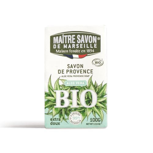 Maître Savon de Marseille - Jabón de Aloe Vera 100 g – Jabón Orgánico de Marsella COSMOS Orgánico – Hidratante & Suavizante