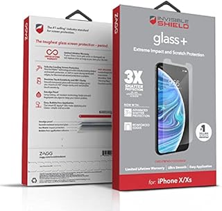ZAGG InvisibleShield Glass+ Screen Protector – HD Tempered Glass for iPhone XS/X – Impact & Scratch Protection - Easy to Apply Tools Included - 2 PACK