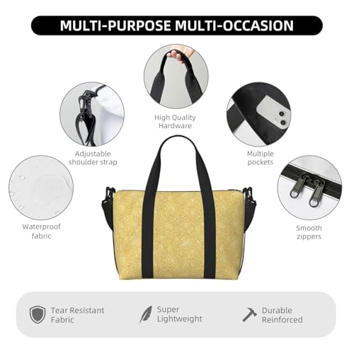Gold Glitter Lightning D Large Laptop Tote Travel Work Bag For Women Men Gym Beach Bag For Women Crossbody Carry On Shoulder Bag With Compartments Zipper,Overnight Weekender Bags3