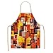XiaoHeJD Grembiuli da Cucina Stampati Geometrici 2 Pezzi per Donna e Uomo Cucina casalinga panetteria Pulizia Grembiule di Lino Cotone, WQL0024-7,68x55cm