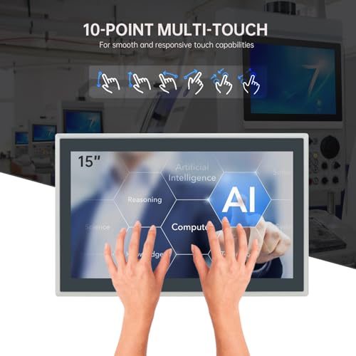 Image of 15.6-Inch Industrial Embedded Panel PC, Ratio 16:9 Multi-Touchscreen-Monitor,Industrial Touch Screen Panel Computer,WiFi & Built-in Speakers,IP65 Front,Win 10 I5 RAM 8G+256G SSD