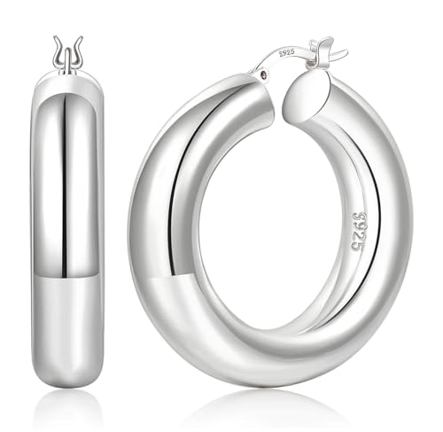 8mm Chunky Gold Hoop Earrings Hypoallergenic 925 Sterling Silver ...