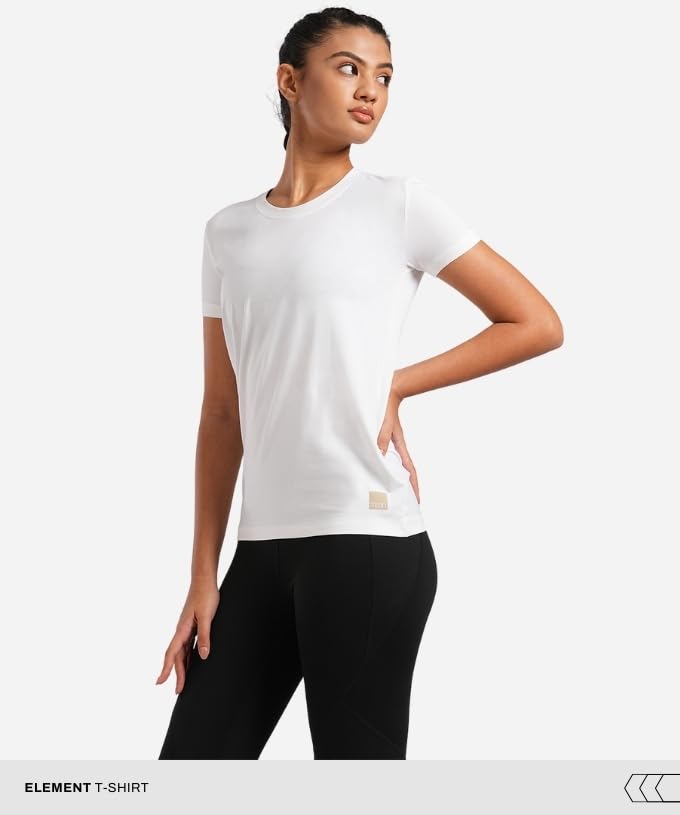 Image of TEGO Element Bamboo T-Shirt for Women | 66% Bamboo 28% Cotton 6% Elastane | Ultra Soft, Naturally Odour Resistant, Slim Fit Tee for Casual Wear, Yoga & Lifting