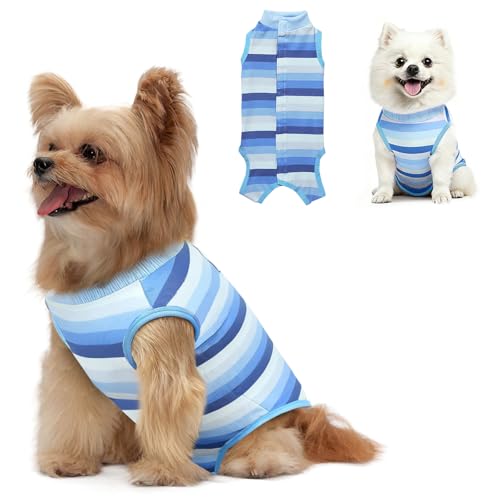 jonndedian Recovery Suit for Dogs, Dog Recovery Suit Male for Wound Protection After Spay Neuter Surgery, Adjustable Dog Surgery Suit for Comfortable Healing (Blue, Medium)