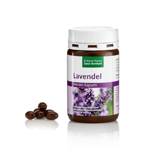 Sanct Bernhard Lavendel Nerven-Kapseln mit Passionsblumen-Extrakt, Lavendelöl, Vitamin B6 und B12, Inhalt 120 Kapseln